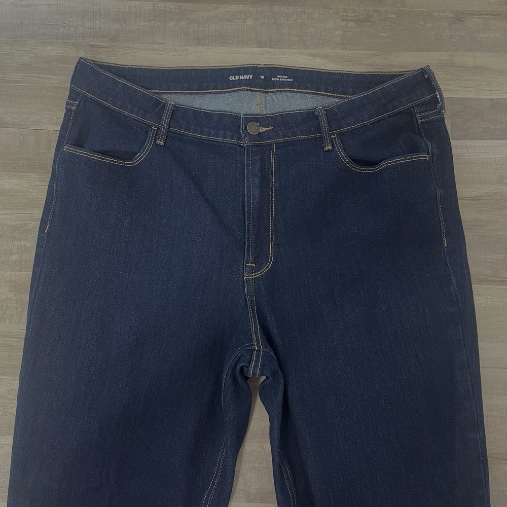 Old Navy Women's High-Rise Wow Straight Jeans Dark Wash size 16 EUC